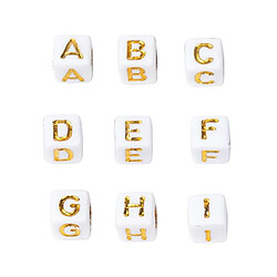 Acheter Ensemble de 2210 6x6mm Blanc Or Cube Acrylique Alphabet Lettre Perles DIY pour Noël