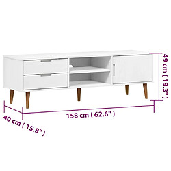 vidaXL Meuble TV MOLDE Blanc 158x40x49 cm Bois de pin massif pas cher