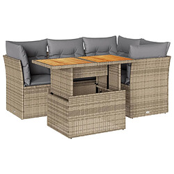 vidaXL Salon de jardin avec coussins 5 pcs beige résine tressée