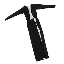 Acheter 1/6 Robe de Soirée Longue Sexy en Tissu pour Poupée Décor Figurine Féminine - Noir