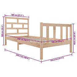 vidaXL Cadre de lit sans matelas bois massif 100x200 cm pas cher