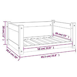 vidaXL Lit pour chien Marron miel 65,5x50,5x28 cm Bois de pin solide pas cher