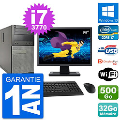 PC Tour Dell 9010 Ecran 19" Intel i7-3770 RAM 32Go Disque 500Go Windows 10 Wifi - Occasion