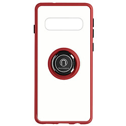 Avizar Coque pour Samsung S10 Plus Bi-matière Bague Métallique Support Vidéo rouge