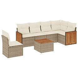 Maison Chic Salon de jardin avec coussins 7 pcs | Ensemble de Table et chaises | Mobilier d'Extérieur beige résine tressée -GKD82483