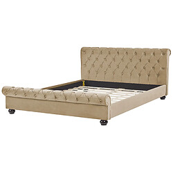 Beliani Lit double en velours beige 180 x 200 cm AVALLON pas cher