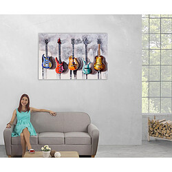 Acheter Mendler Tableau à l'huile 3D, guitares, peint à la main à 100%, toile de décoration murale XL ~ 120x80cm