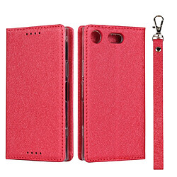 Etui en PU soie avec support rouge pour votre Sony Xperia XZ1 Compact