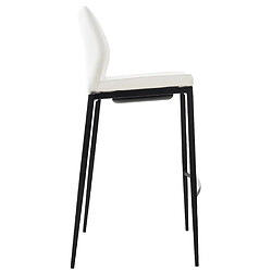 Avis Decoshop26 Tabouret de bar x1 repose-pieds design moderne empilable en PVC blanc 4 pieds en métal noir 10_0005202