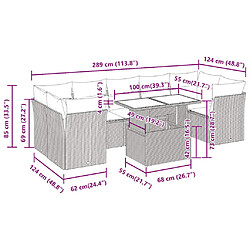 vidaXL Salon de jardin 8 pcs avec coussins gris clair résine tressée pas cher