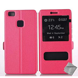 Htdmobiles Housse etui portefeuille view case pour Huawei P9 Lite + film ecran - ROSE