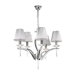 Fan Europe Chandelier abats jours Orchestra 5 ampoules Métal,Cristal K9,Tissu Chrome