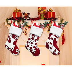 C228 3PCS Chaussettes de Noël Christmas Noël Porte de Noël Décorations suspendues Broderie Flanelle Sac à cadeau Cheminée Pendentif