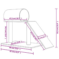 vidaXL Arbres à chat avec tunnel et échelle crème 55,5 cm pas cher