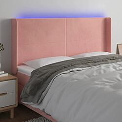 Maison Chic Tête de lit scandinave à LED,meuble de chambre Rose 203x16x118/128 cm Velours -MN29484