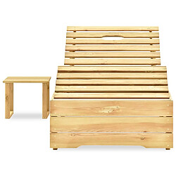 Maison Chic Chaise longue avec table | Bain de soleil Relax | Transat Bois de pin imprégné de vert -GKD68112