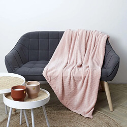 The Home Deco Factory Plaid embossé en polyester 140 x 200 cm rose.