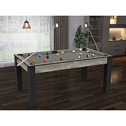 De Faugeres Billard convertible table 6 personnes Texas industriel et gris (tapis) pas cher