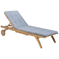 Beliani Chaise longue avec coussin Bois Bleu CESANA