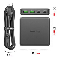 Avis Swissten Hub de charge GaN 2x USB-C et 2x USB PowerDelivery Noir