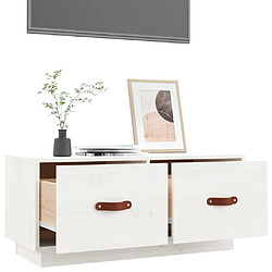 Maison Chic Meuble TV scandinave - Banc TV pour salon Blanc 80x34x35 cm Bois de pin massif -MN43646 pas cher