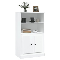 Avis vidaXL Buffet haut blanc brillant 60x35,5x103,5 cm bois d'ingénierie