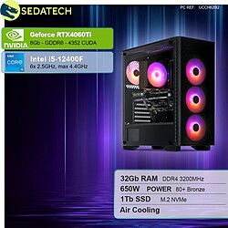 Sedatech PC Gamer • Intel i5-12400F • RTX4060Ti • 32Go RAM • 1To SSD M.2 • sans OS