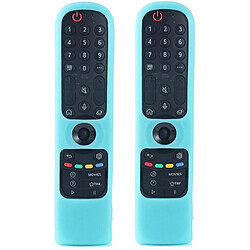 SANAG 2Pcs Coque Housse Telecommande Silicone Compatible Avec Lg Mr21Ga Mr21Gc Mr22Gn Mr22Ga Mr23Gn Oled Qned Smart Tv,Protection Coque Telecommande Pour Lg Magic Remote Control 2024(2Pcs Glow Blue)