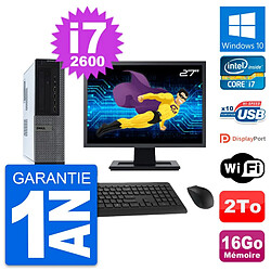 PC Dell 990 DT Ecran 27" Intel i7-2600 RAM 16Go Disque Dur 2To Windows 10 Wifi - Occasion