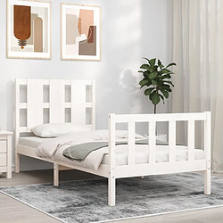 Maison Chic Cadre/structure de lit et tête de lit pour adulte - Lit Moderne Chambre blanc 100x200 cm bois massif -MN42143