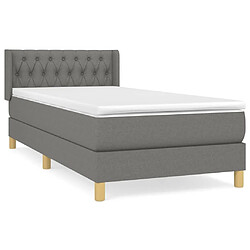 Maison Chic Lit adulte- Lit + matelas,Sommier à lattes de lit avec matelas Gris foncé 100x200cm Tissu -GKD17224