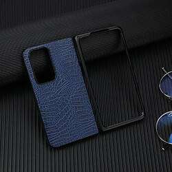 Coque en TPU + PU imperméable, texture croco bleu pour votre Oppo Find N