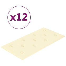 vidaXL Panneaux muraux 12 pcs Crème 60x30 cm Similicuir 2,16 m²