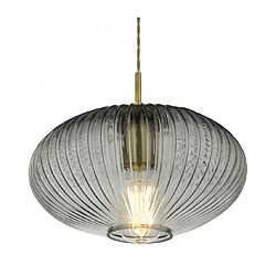 Acheter Luminaire Center Suspension Edmond Verre Laiton antique,vitrage côtelé fumé 1 ampoule 24,5cm