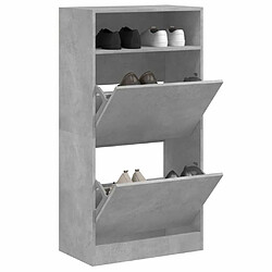 Maison Chic Armoire à chaussures | Meuble de rangement à chaussures Meuble d'Entrée gris béton 60x34x116 cm bois d'ingénierie -MN63933