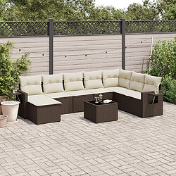 vidaXL Salon de jardin avec coussins 9 pcs marron résine tressée