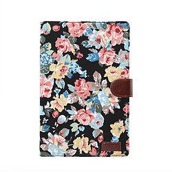 Wewoo Housse Coque Étui de protection en cuir à rabat horizontal pour PC avec texture chiffon floral Galaxy Tab S5e T720 / T725avec support et logements cartesportefeuille et cadre photo Noir