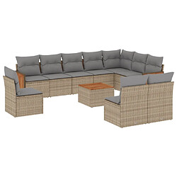 Maison Chic Salon de jardin 11 pcs avec coussins | Ensemble de Table et chaises | Mobilier d'Extérieur beige résine tressée -GKD24169