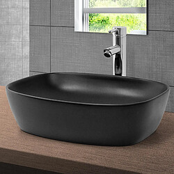 ML DESIGN MODERN LIVING Lavabo en céramique noir mat vasque à poser pour salle de bain 505x385x140 mm