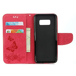 Acheter Wewoo Housse Étui rouge pour Samsung Galaxy S8 Papillons Gaufrage en cuir flip horizontale avec support & Slots de cartes Portefeuille & Longe