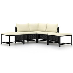 Maison Chic Salon de jardin 5 pcs + coussins - Mobilier/Meubles de jardin - Table et chaises d'extérieur Noir Résine tressée -MN13546