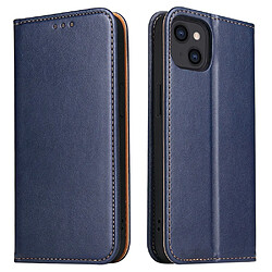 Etui en PU FIERRE SHANN fermeture magnétique avec support pour votre iPhone 14 Plus - bleu