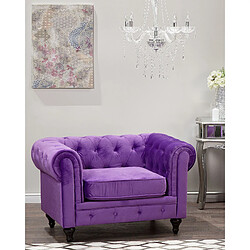 Beliani Fauteuil CHESTERFIELD Velours Violet