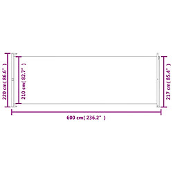 vidaXL Auvent latéral rétractable de patio 220x600 cm Rouge pas cher