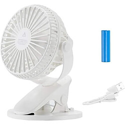 Mini Ventilateur de Bureau à Clipser avec Rotation à 360 Degrés et Fonction Réglable à 3 Vitesses, Ventilateur Silencieux Portable pour les Activités Sportives de Plein Air au Bureau à Domicile (Blanc)