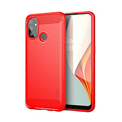 Mofi Coque en TPU fibre de carbone brossée rouge pour votre OnePlus Nord N100