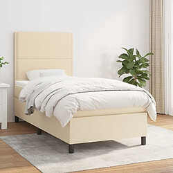 Maison Chic Structures de lit + matelas,Lit à sommier tapissier avec matelas Crème 90x200 cm Tissu -MN94525