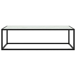 vidaXL Table basse Noir avec verre marbre blanc 120x50x35 cm