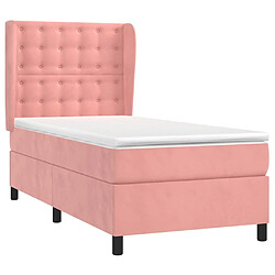 Avis Maison Chic Lit adulte- Lit + matelas,Sommier à lattes de lit avec matelas Rose 90x190 cm Velours -GKD23377