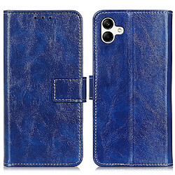 Etui en PU texture rétro crazy horse avec support pour votre Samsung Galaxy A04 4G (164.4 x 76.3 x 9.1 mm) - bleu